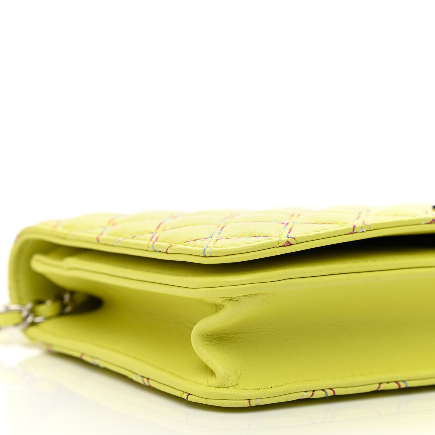 Lambskin Stitched Pop Stitches Wallet On Chain WOC Yellow