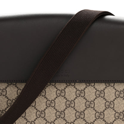 Gucci GG Supreme Monogram Selleria Calfskin Small Satchel Messenger Bag Beige Ebony Cocoa Dark Chocolate 8 of 12