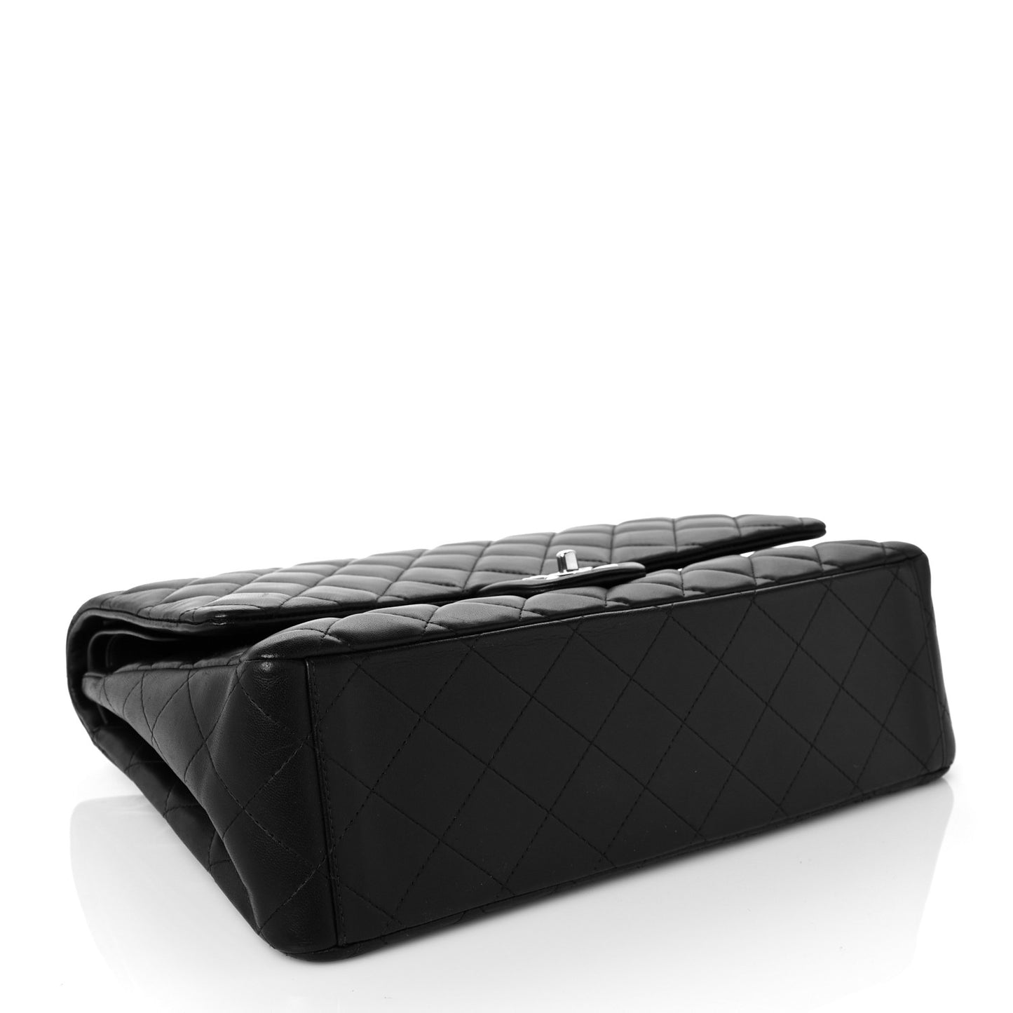 Lambskin Quilted Maxi Double Flap Black