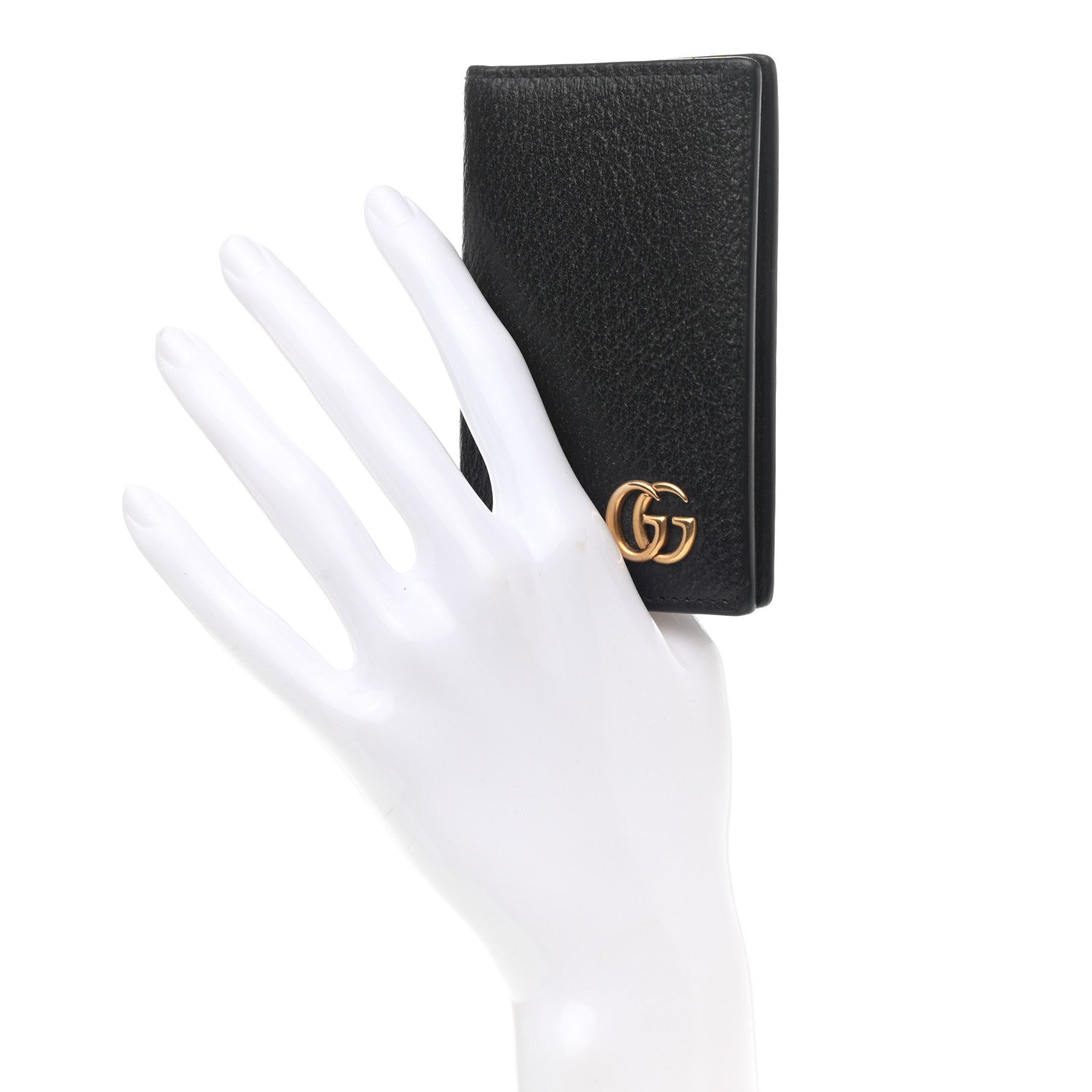 Gucci Calfskin Boar Effect GG Marmont Card Case Black 2 of 7