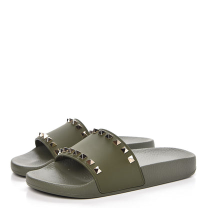 Valentino Garavani Rubber Rockstud Slide Sandals 36 Oasis 2 of 9