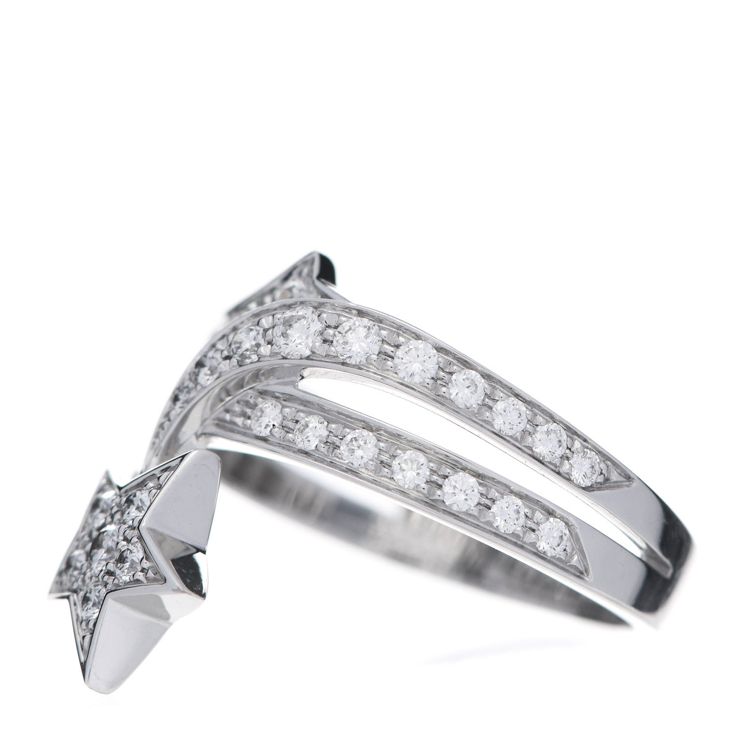 Chanel 18K White Gold Diamond Etolie Filante Ring 51 5.75 3 of 8