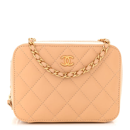 Chanel Lambskin Quilted CC Pearl Crush Camera Case Beige 1 of 10