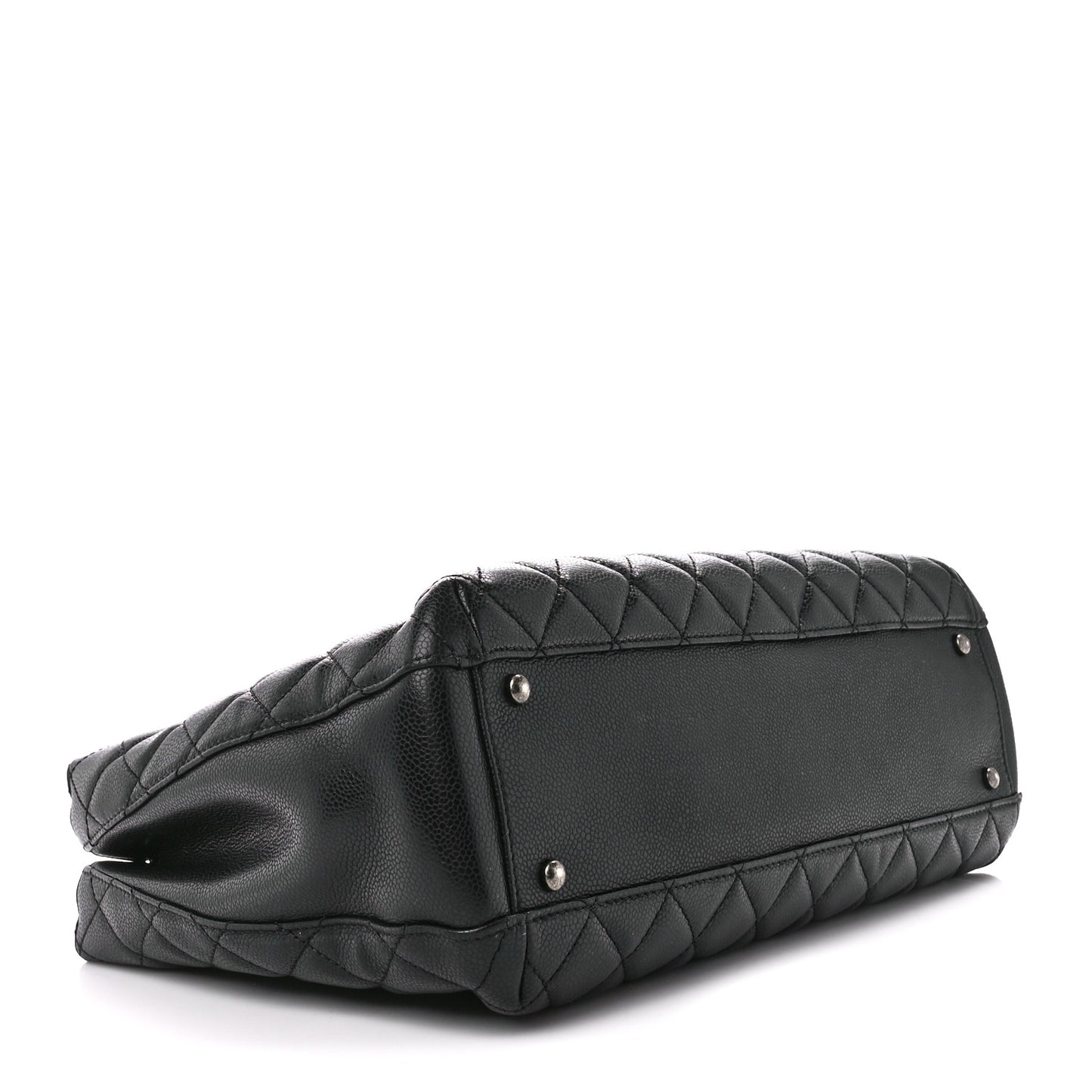Caviar Quilted City Shopping Tote Black