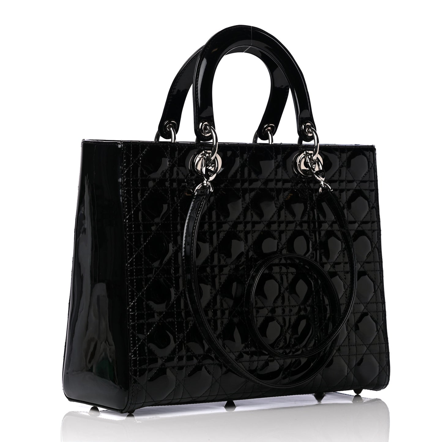 Patent Cannage Large Lady Dior Black