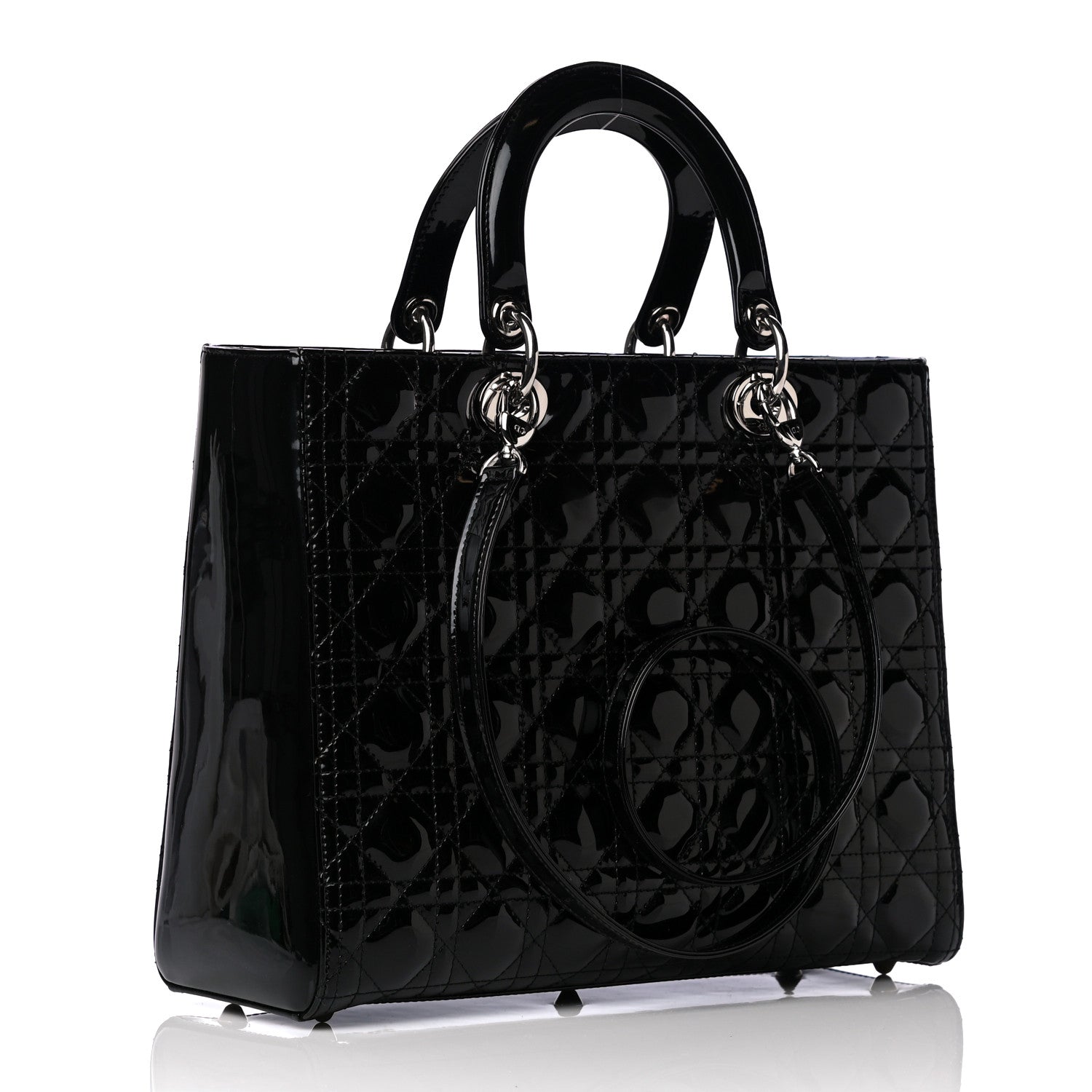 Christian Dior Patent Cannage Large Lady Dior Black 2 of 10