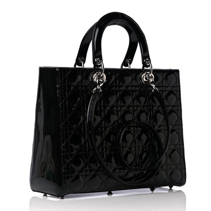 Christian Dior Patent Cannage Large Lady Dior Black 2 of 10