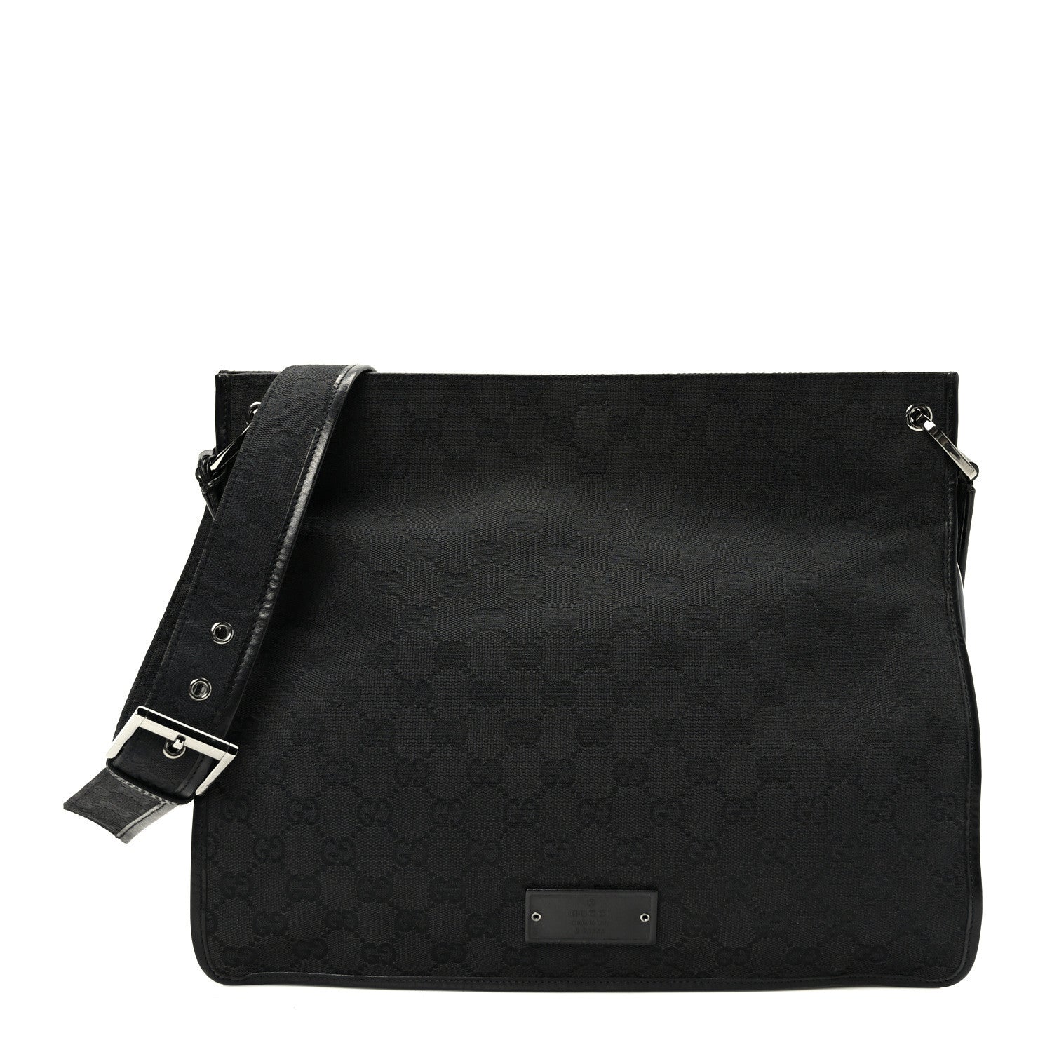 Gucci GG Monogram Messenger Crossbody Bag Black 1 of 9