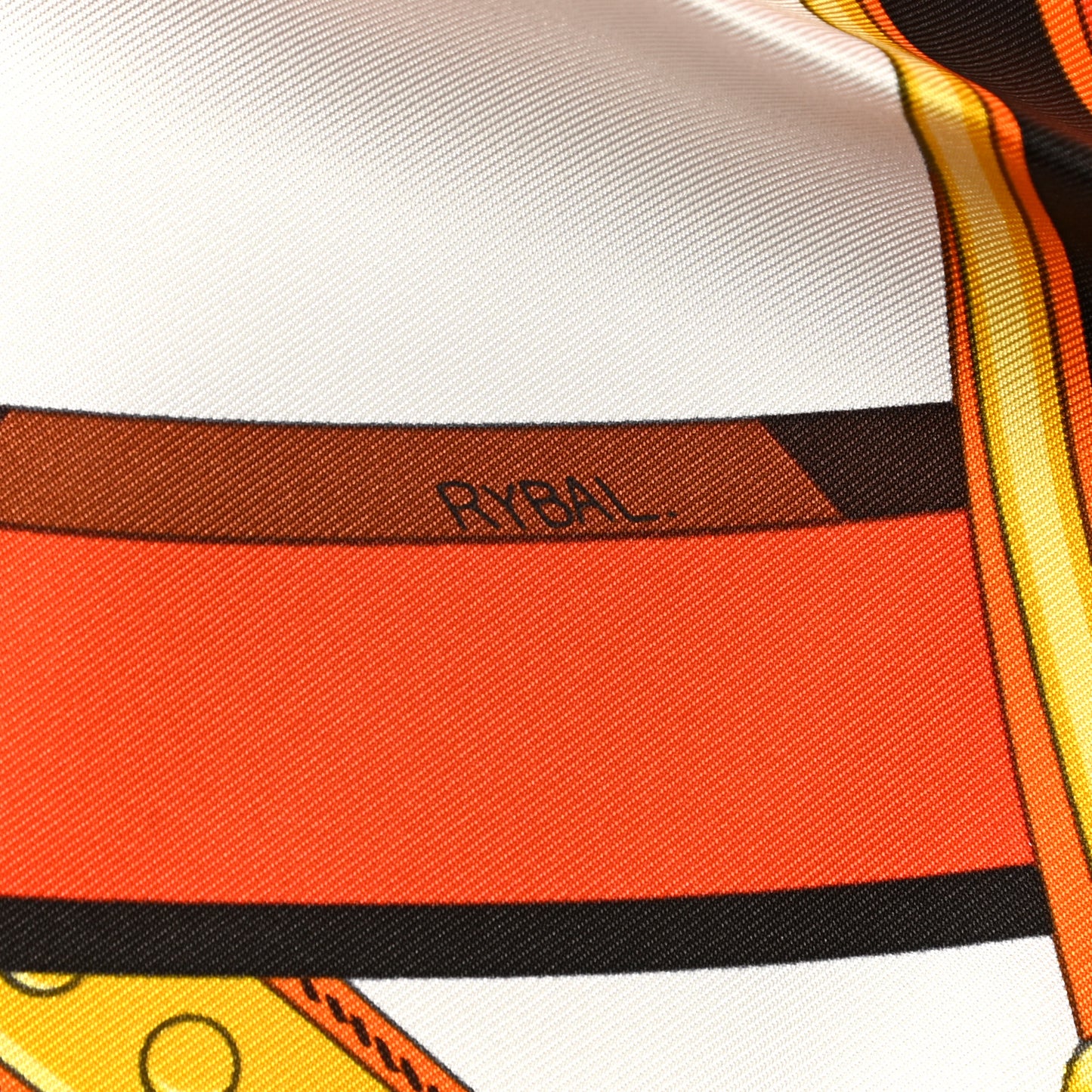 Silk En Roue Libre Scarf 90 White Orange Gold