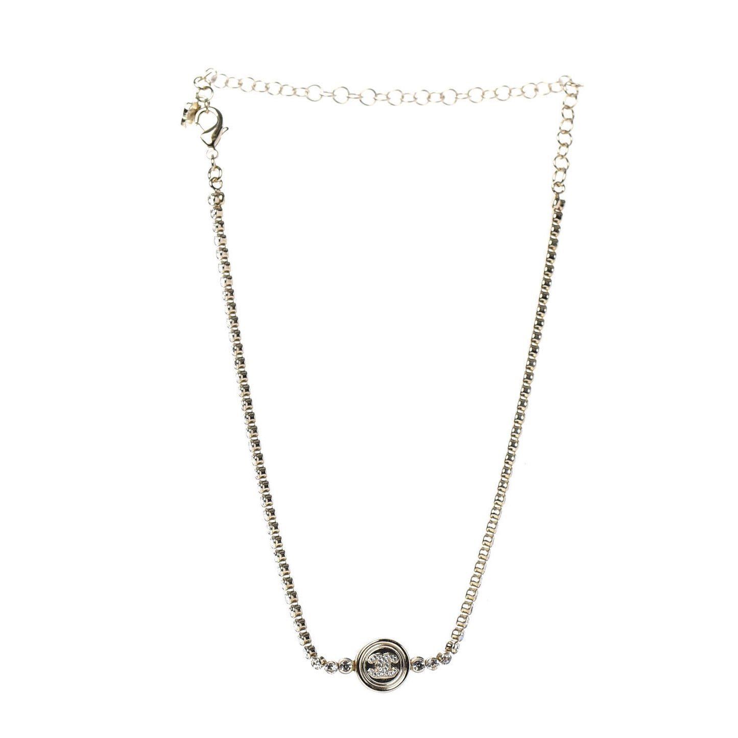 Crystal CC Chain Short Necklace Gold