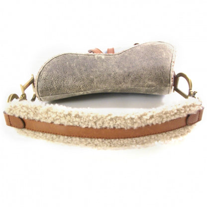 Christian Dior Denim Shearling Floral Saddle Bag 5 of 10