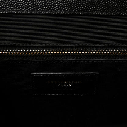 Saint Laurent Grain De Poudre Matelasse Chevron Large Monogram Satchel Black 5 of 8
