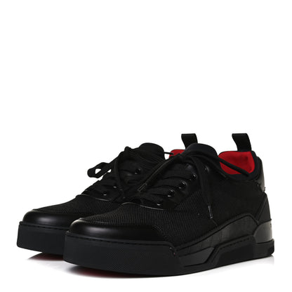 Christian Louboutin Calfskin Tisse Serre Patent Neoprene Aurelien Flat Sneakers 40 Black 3 of 13