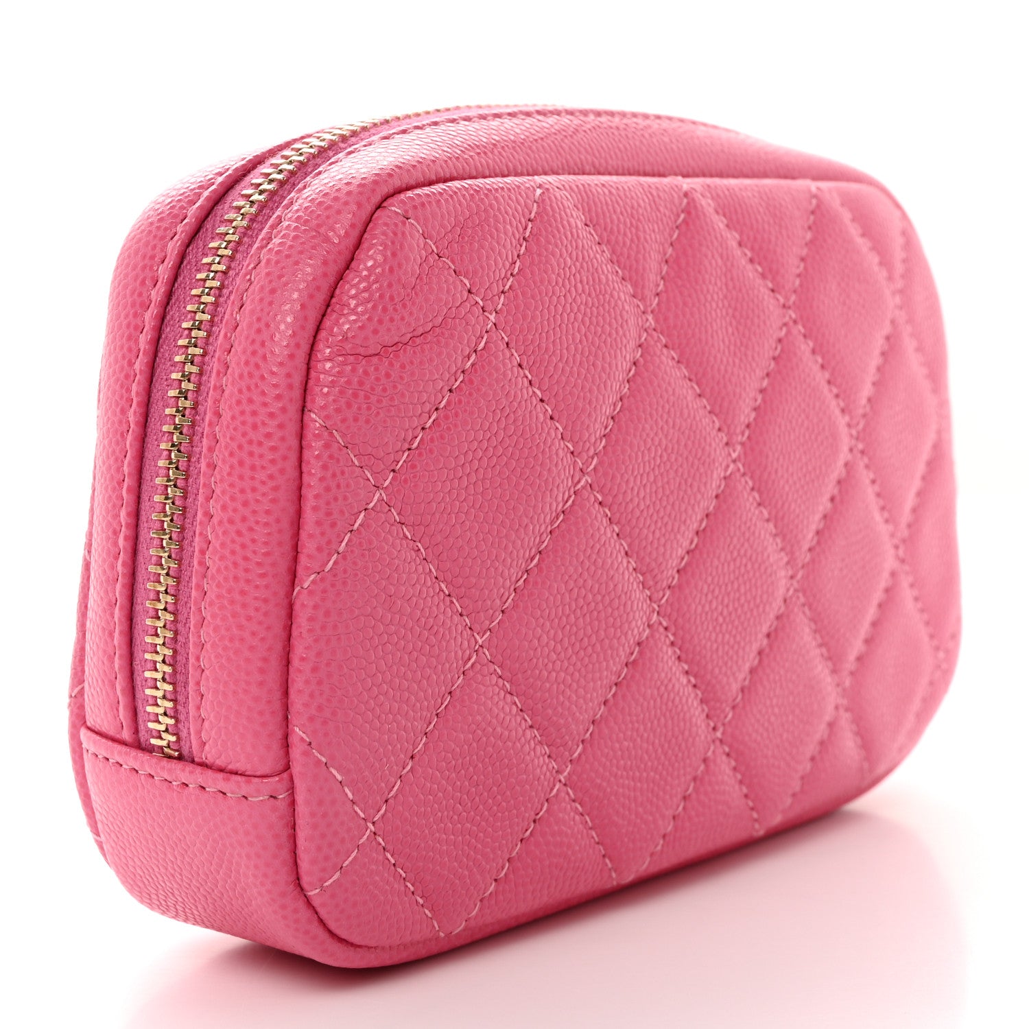 Chanel Caviar Quilted Small Curvy Pouch Cosmetic Case Pink 3 of 7