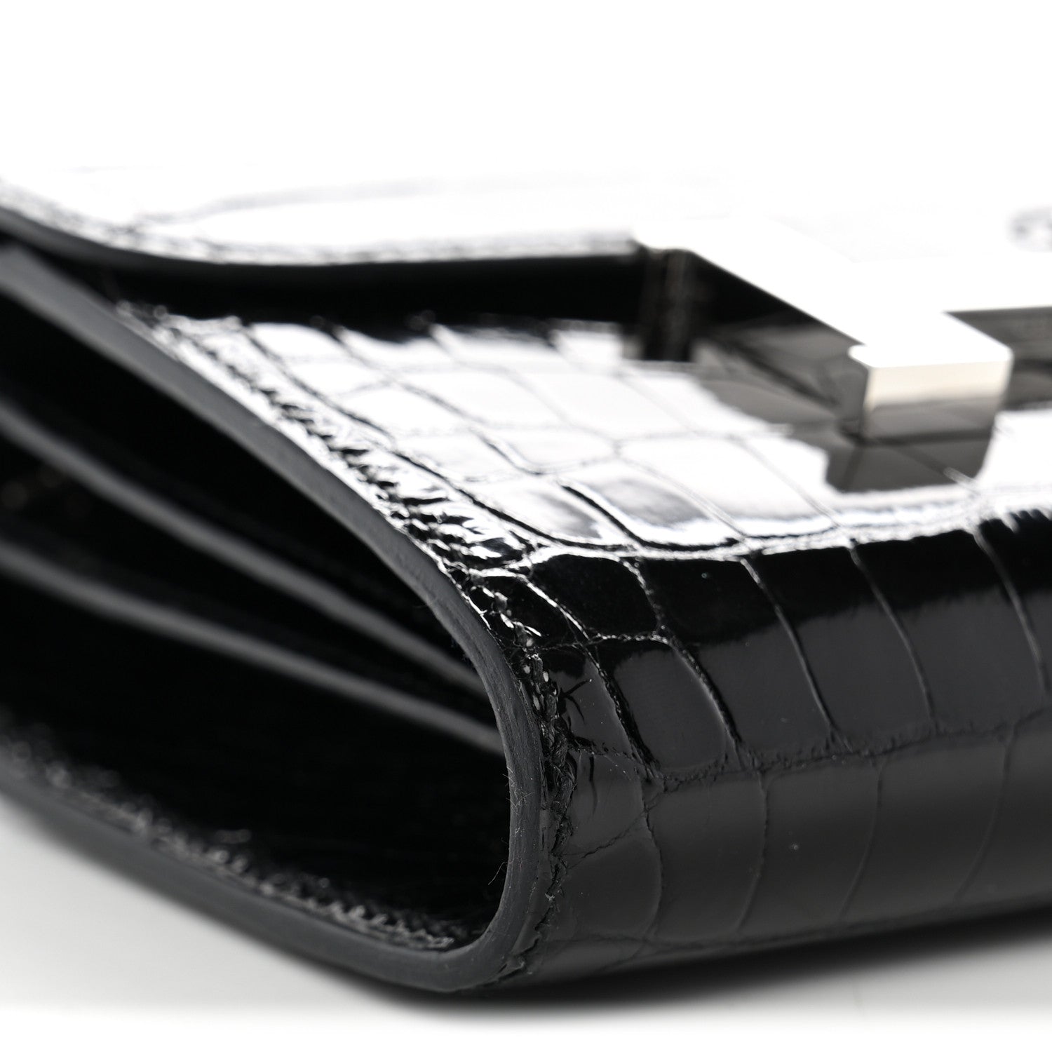 Hermes Shiny Alligator Constance Short Wallet Black 8 of 11