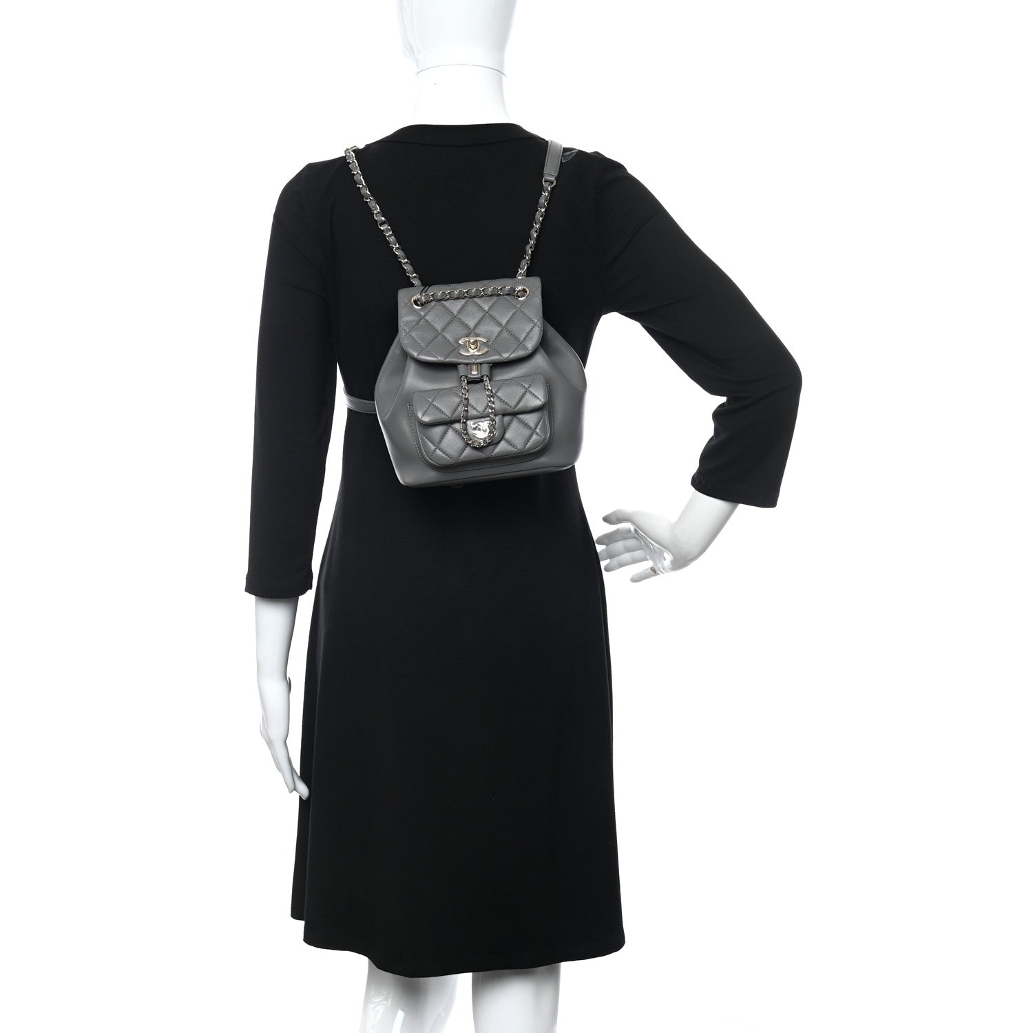 Chanel Lambskin Quilted Small Duma Drawstring Backpack Grey 2 of 10