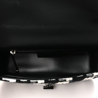 Christian Dior Tweed Macro Houndstooth Small Caro Bag Black White 5 of 10
