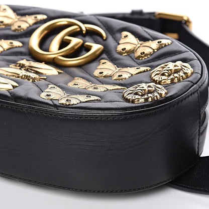 Gucci Calfskin Matelasse Animal Studs GG Marmont Belt Bag 100 40 Black 10 of 11