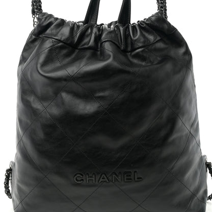Chanel Shiny Calfskin Quilted Chanel 22 Backpack So Black 8 of 11