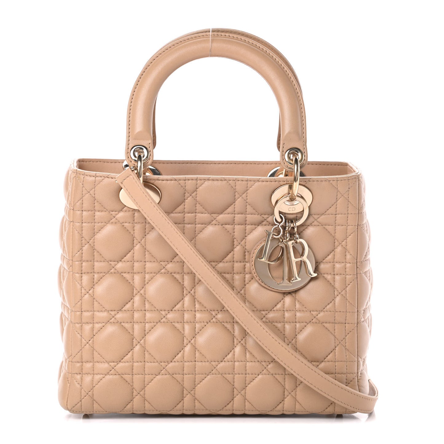 Lambskin Cannage Medium Lady Dior Beige