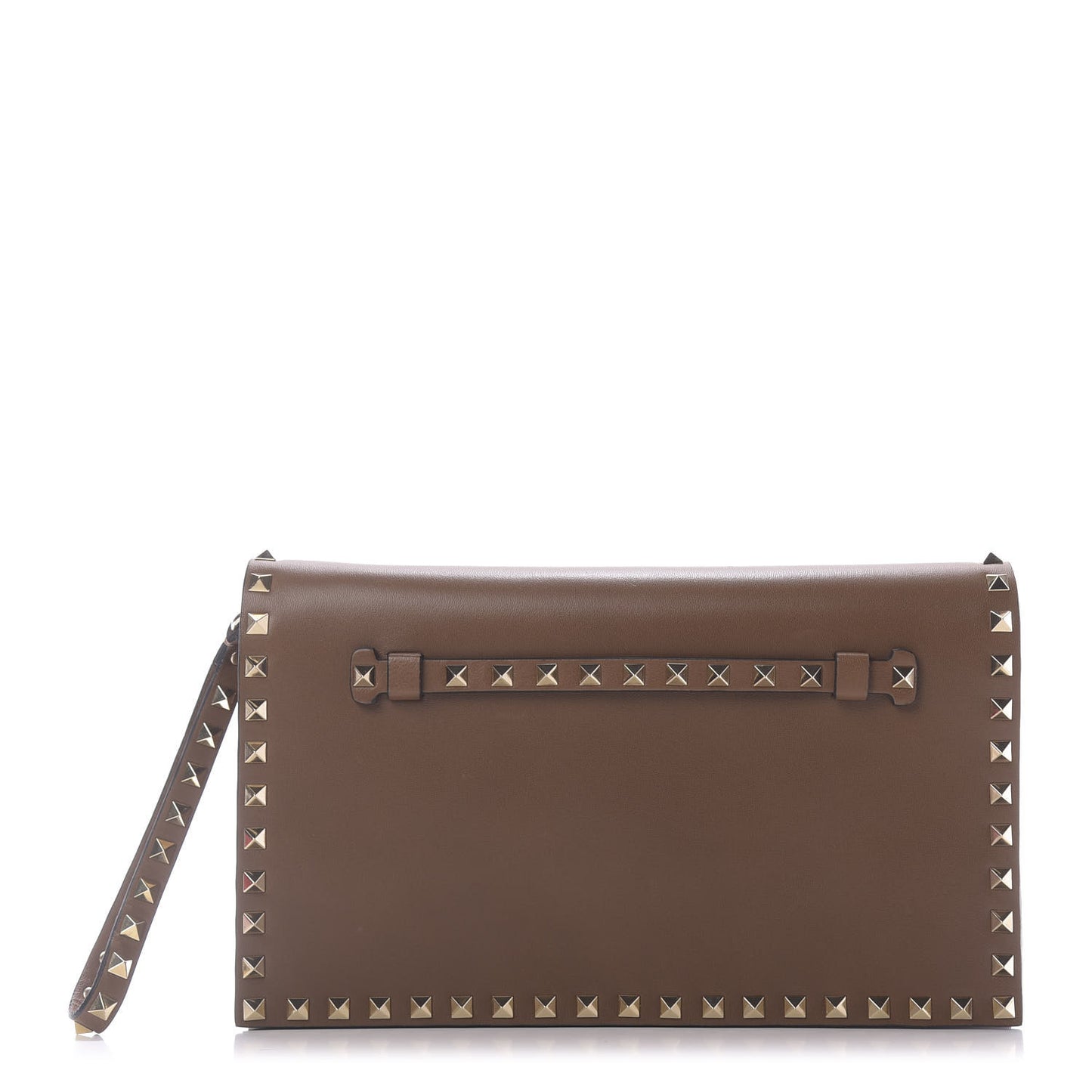 Nappa Rockstud Wristlet Clutch Taupe