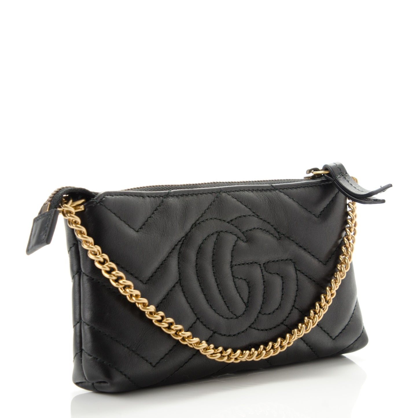 Calfskin Matelasse Mini GG Marmont Chain Bag Black