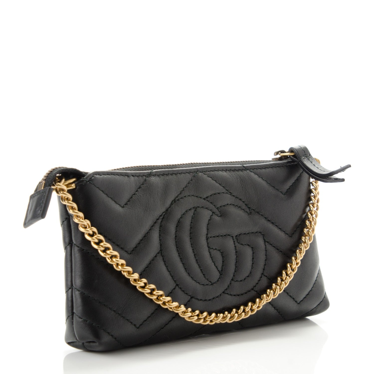 Gucci Calfskin Matelasse Mini GG Marmont Chain Bag Black 3 of 7