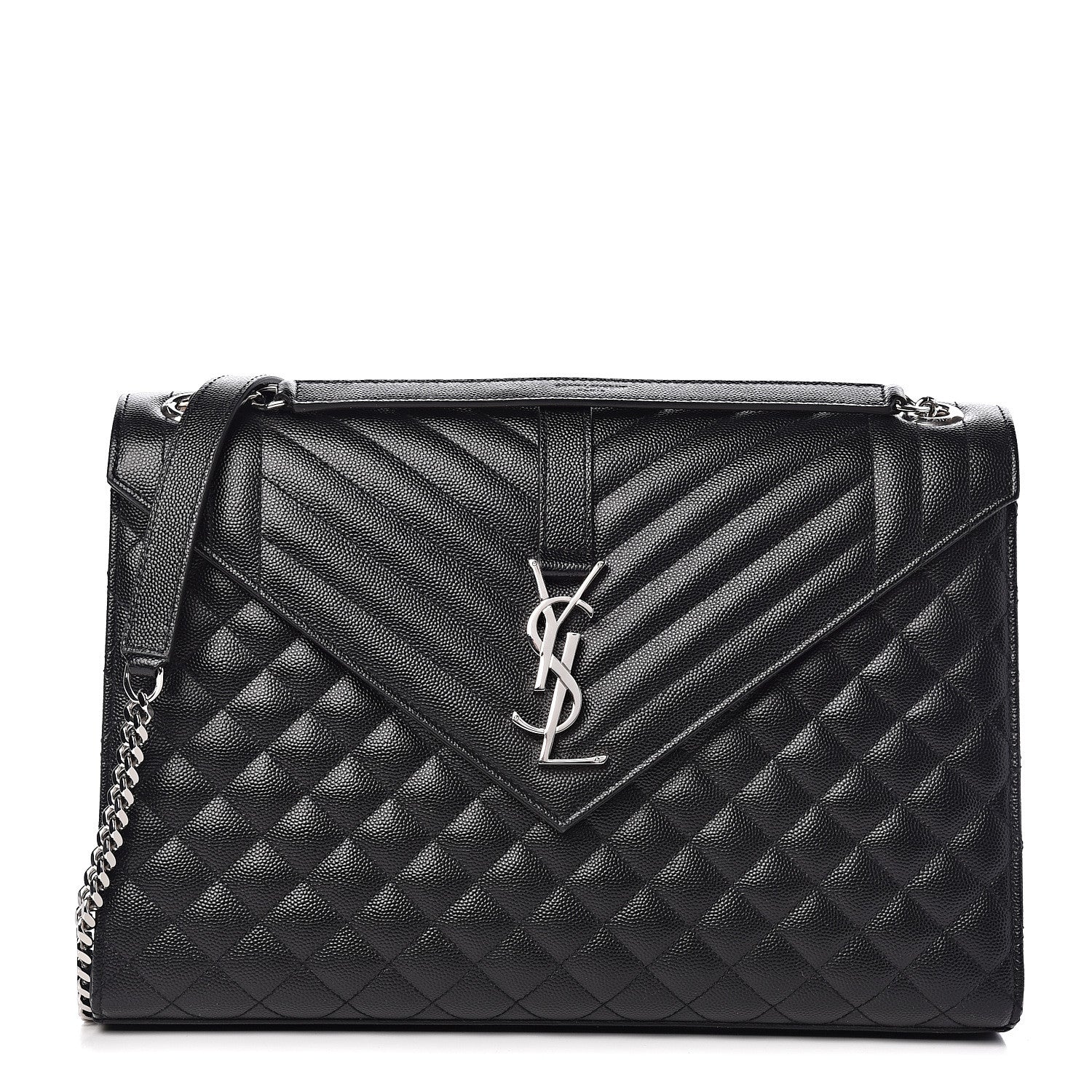 Saint Laurent Grain De Poudre Large Tri-Quilt Monogram Satchel Black 1 of 10
