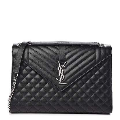 Saint Laurent Grain De Poudre Large Tri-Quilt Monogram Satchel Black 1 of 10