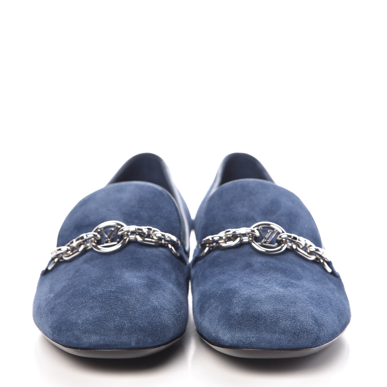 Louis Vuitton Suede Schoolgirl Flat Slippers 37.5 Blue 2 of 9