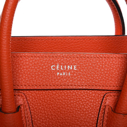 Celine Drummed Calfskin Nano Luggage Vermillion 9 of 13