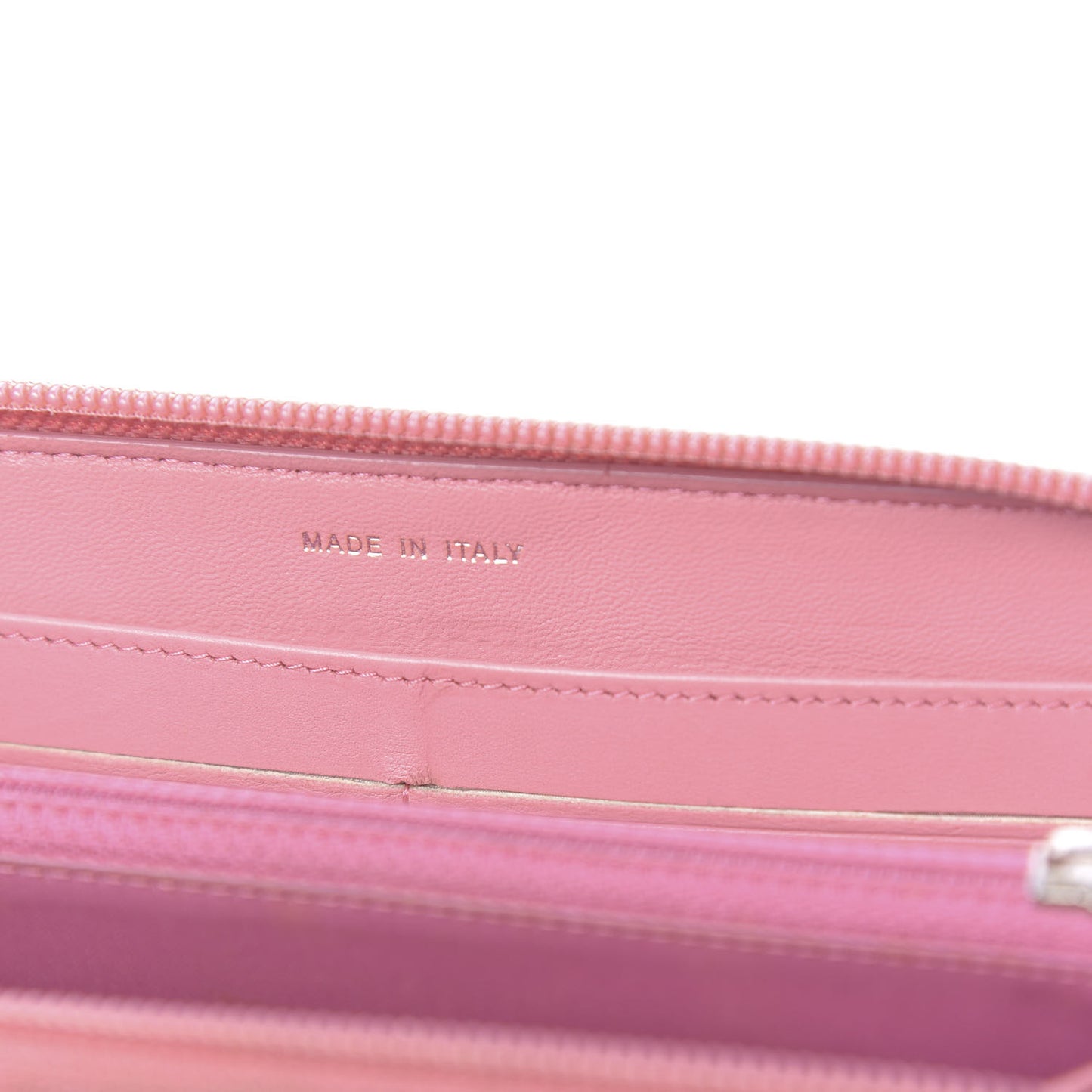 Lambskin Camellia Embossed Zip Around Large Gusset Wallet Pink