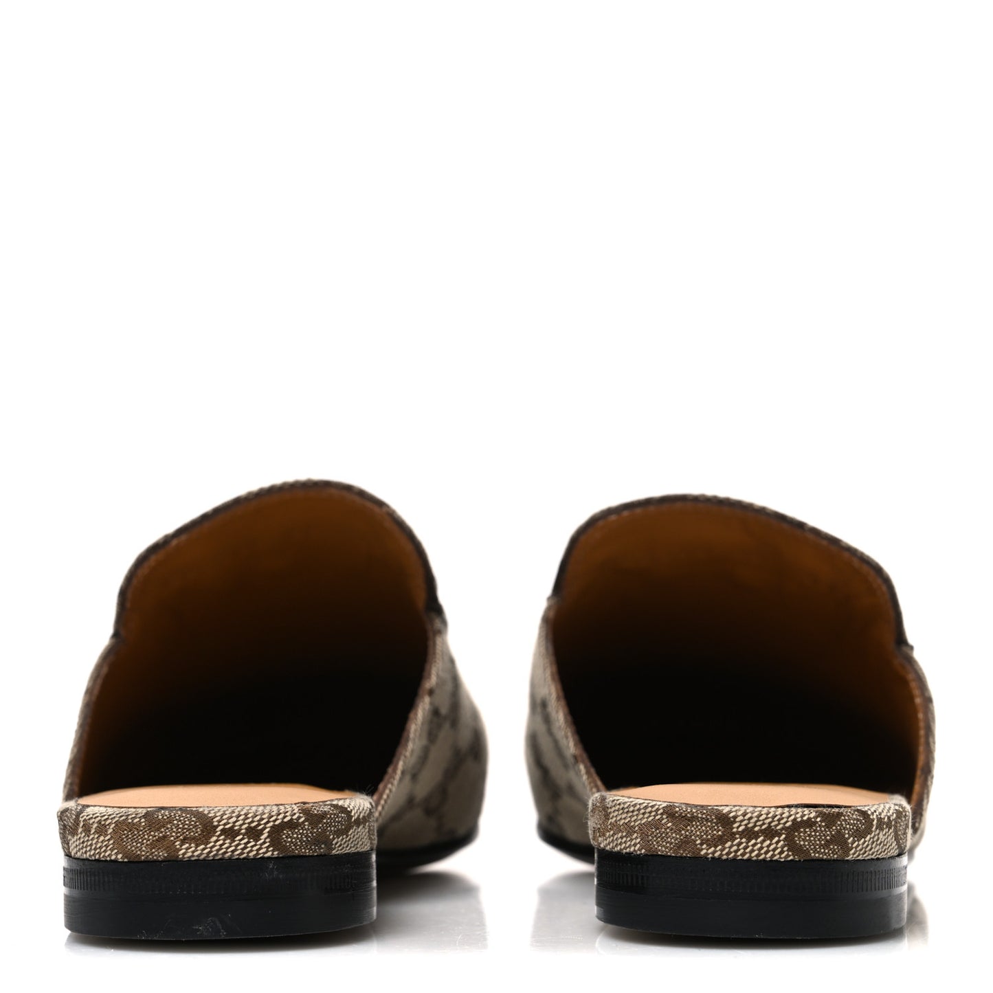 Canvas GG Monogram Horsebit Womens Princetown Slippers 35 Beige Ebony New Acero