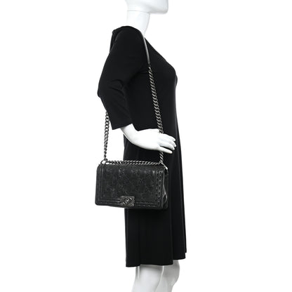 Chanel Caviar Stitched Small Boy Flap Dark Blue 2 of 10