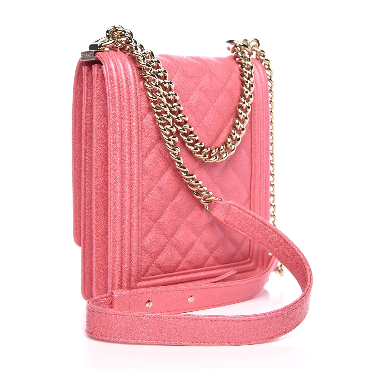 Chanel Caviar Quilted North South Boy Flap Pink 3 of 8