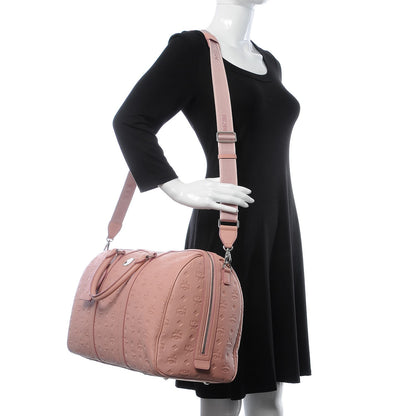 MCM Calfskin Ottomar Monogram Duffle Bag Pink 5 of 9