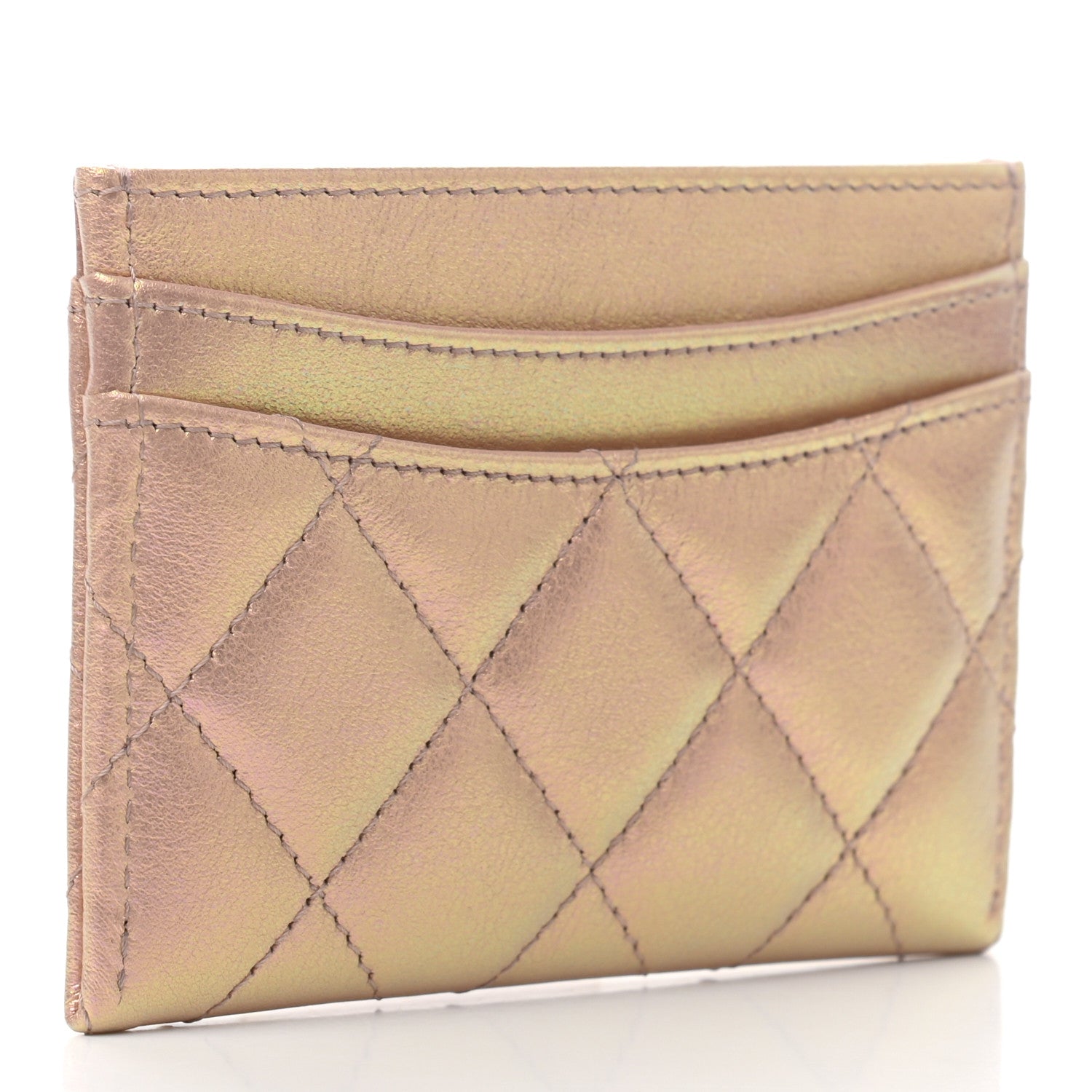 Chanel Iridescent Calfskin Quilted Card Holder Pink 3 of 8
