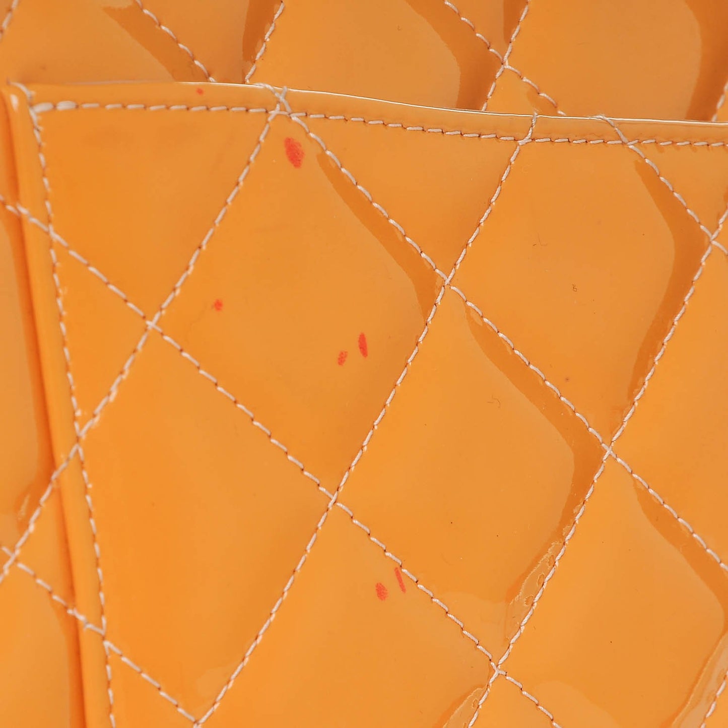 Patent Maxi Quilted Double Flap Light Orange