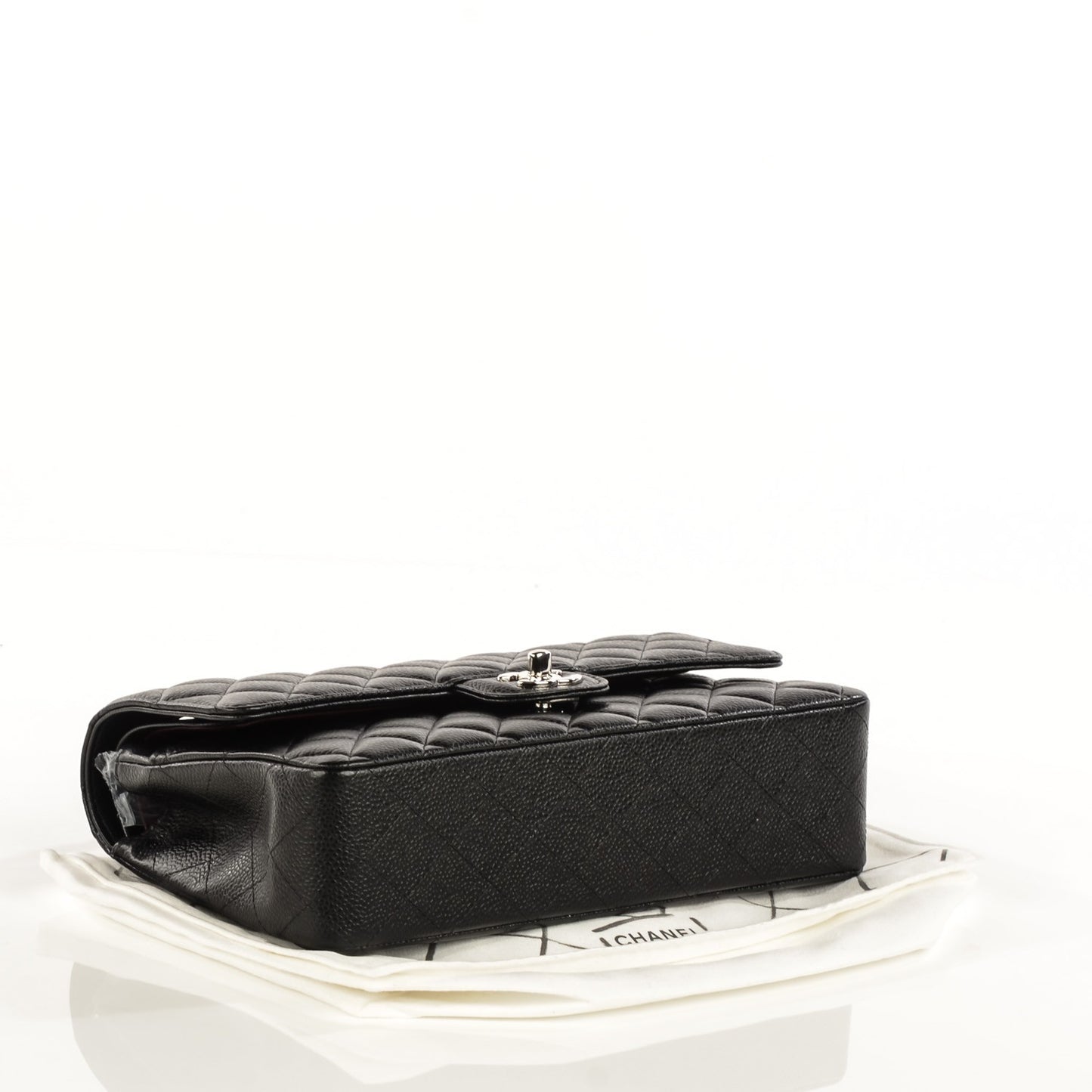 Caviar Quilted Medium Double Flap Black