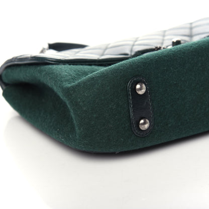 Chanel Felt Glazed Calfskin Quilted Edelweiss Flower Flap Dark Green 8 of 9