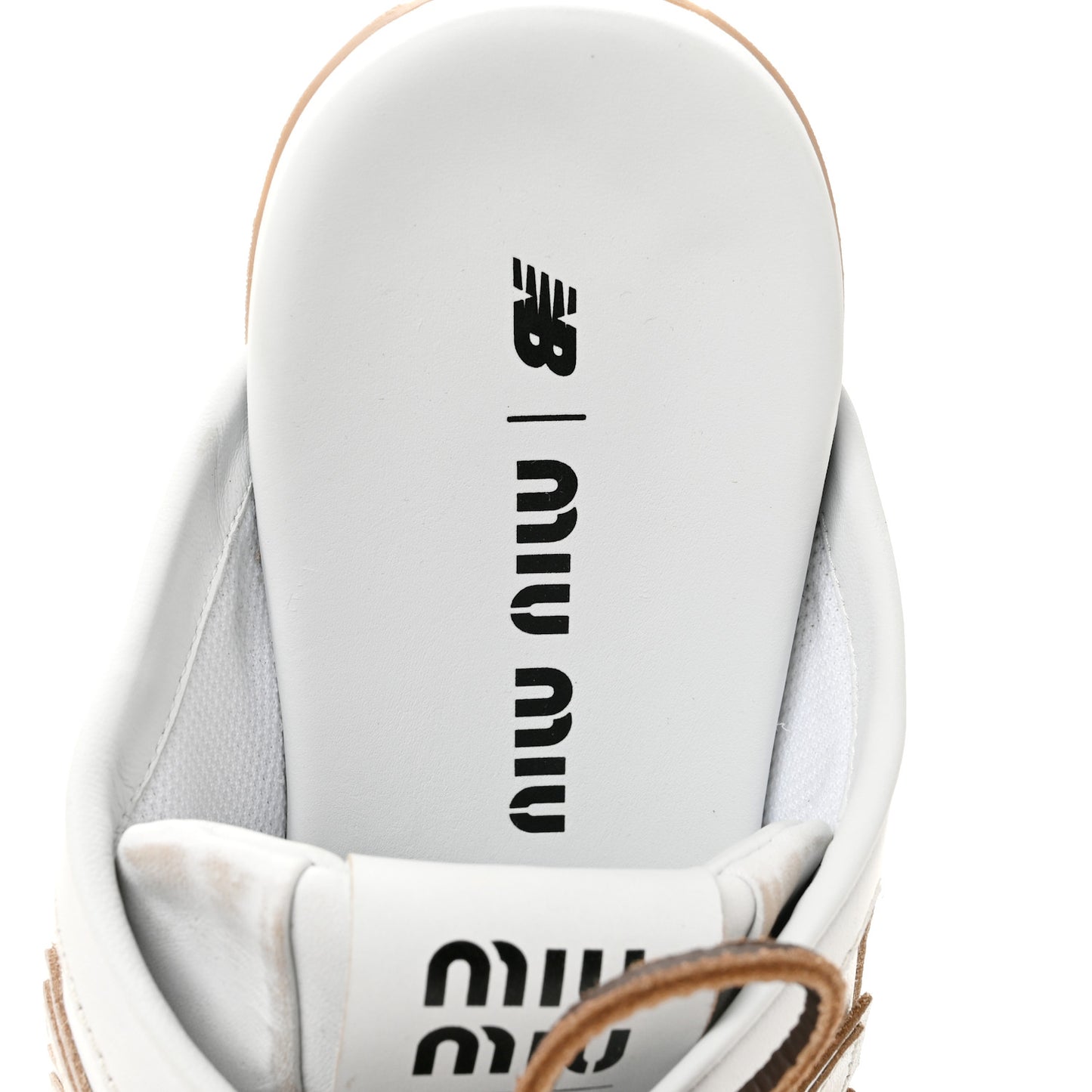 X NEW BALANCE Bleached Calfskin 530 SL Slip-On Sneakers Mules 39.5 White