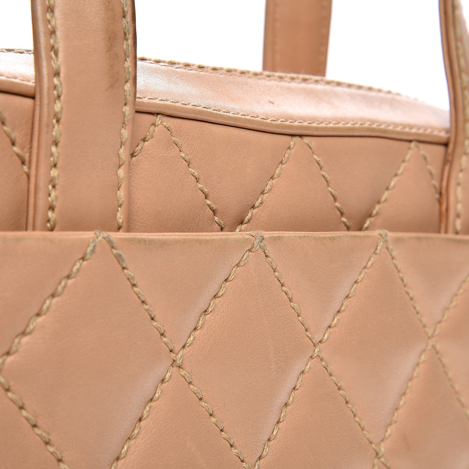 Chanel Lambskin Surpique Shoulder Bag Beige 12 of 21