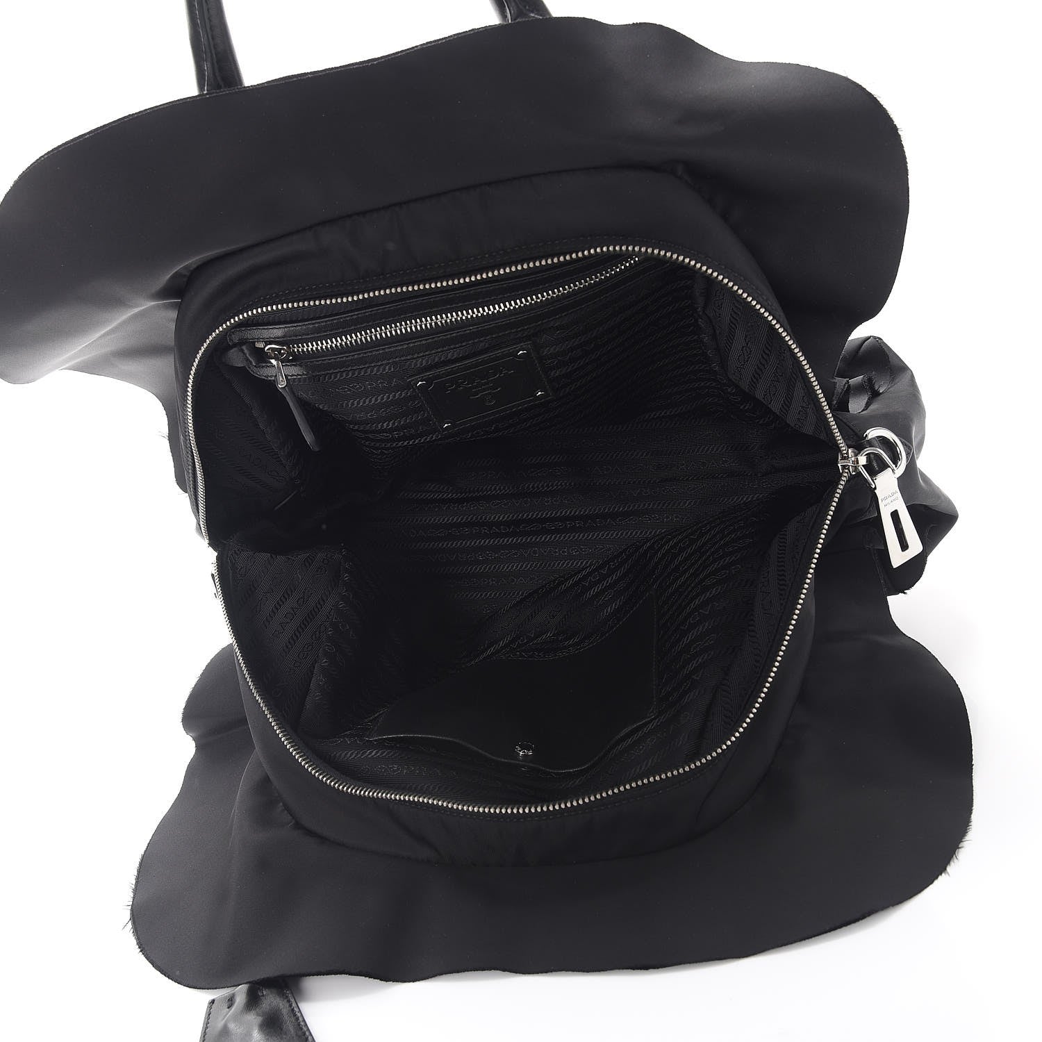Prada Tessuto Nylon Ruffle Bauletto Nero Black 5 of 11