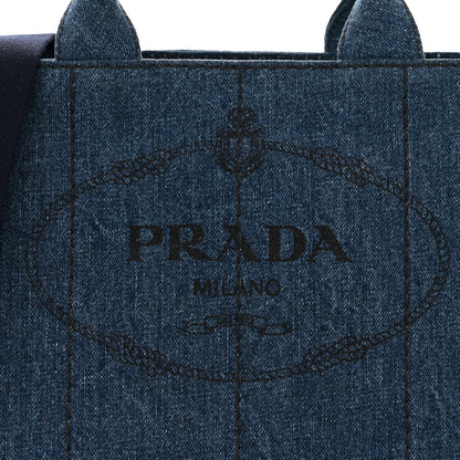 Prada Denim Small Logo Tote Bleu 9 of 11