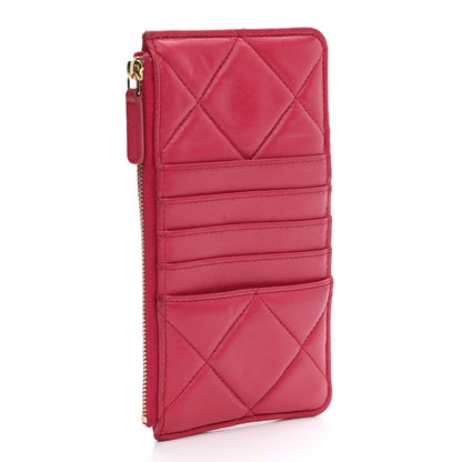 Chanel Shiny Goatskin Quilted Chanel 19 Phone and Card Holder Dark Pink 3 of 11