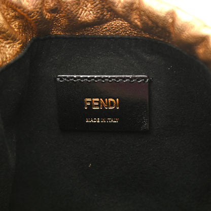Fendi Laminated Calfskin Medium Drawstring Pouch Bag Oro Black 6 of 11