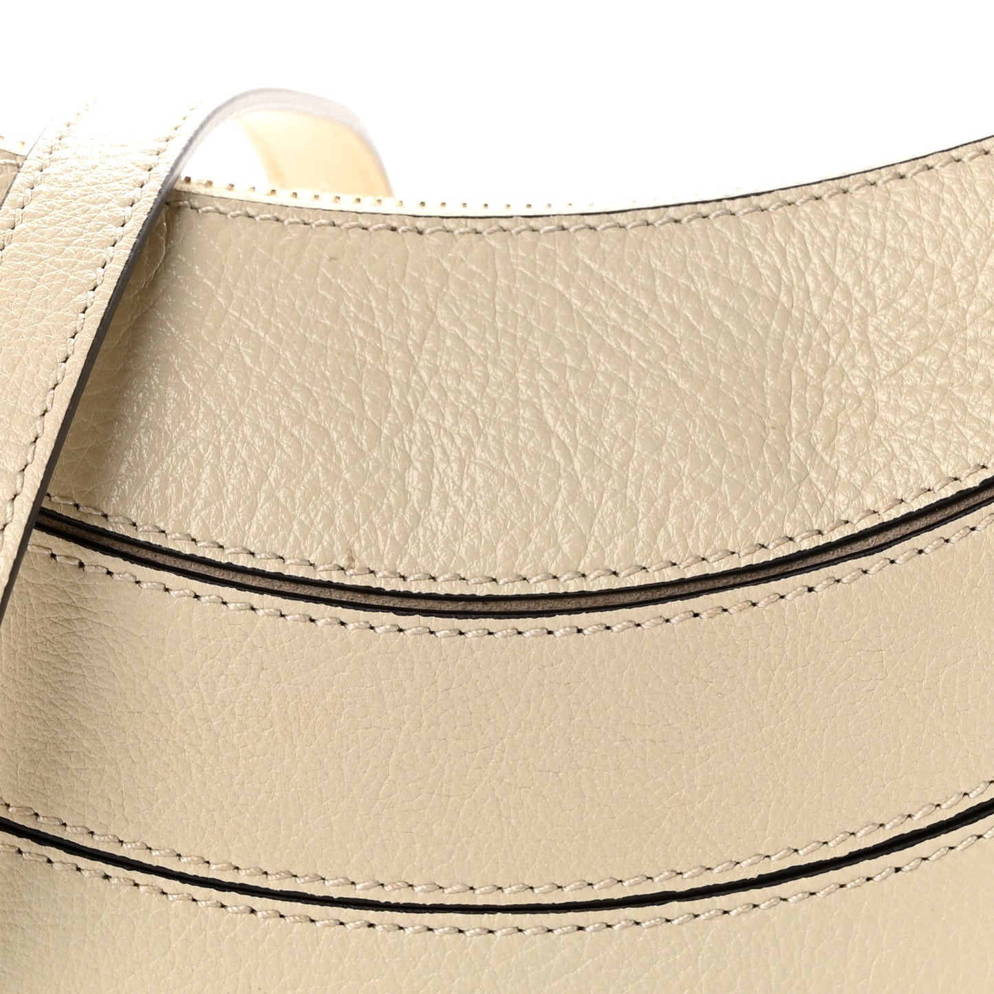 Grained Calfskin Banana Crossbody Bag Vegetal Beige