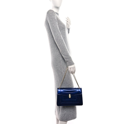 Bulgari Metallic Calfskin Serpenti Forever Shoulder Bag Blue 2 of 13