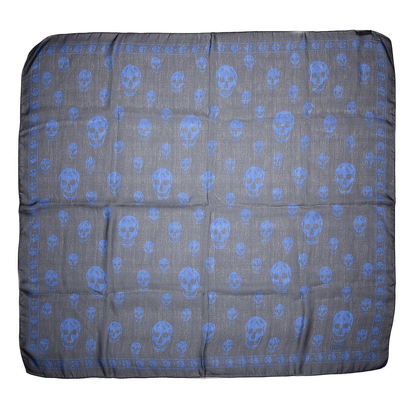 Silk Chiffon Skull Scarf Blue