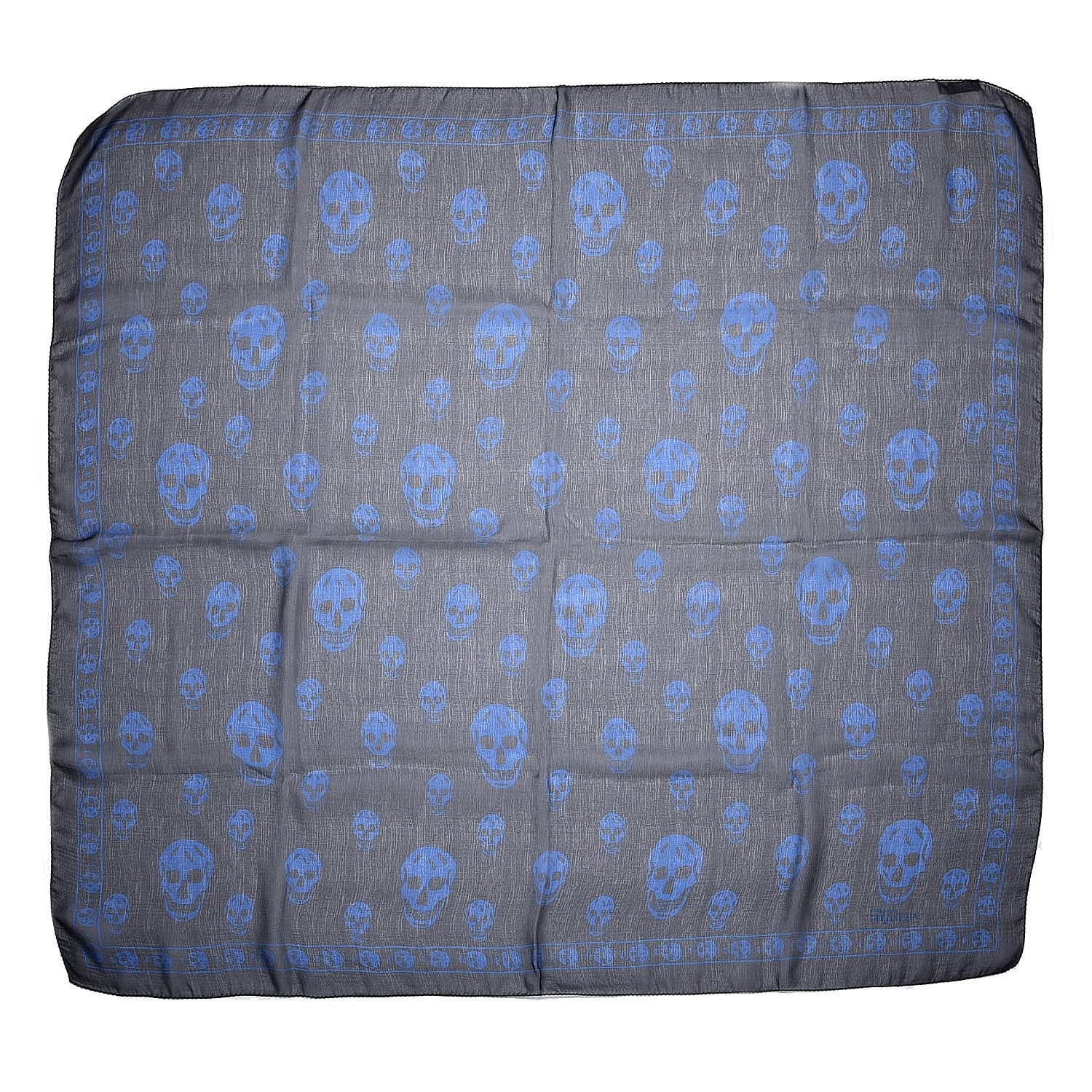 Alexander McQueen Silk Chiffon Skull Scarf Blue 3 of 8
